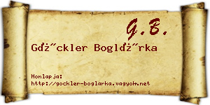 Göckler Boglárka névjegykártya